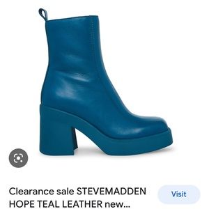 Brand new in box, Steve Madden teal ankle boots size 6